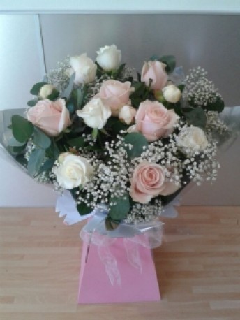 Pink and Cream Rose Bouquet 1